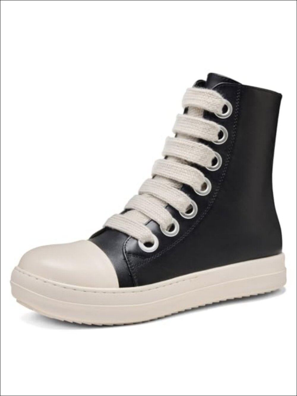 Men's High Top PU Leather Platform Sneakers with Side Zipper